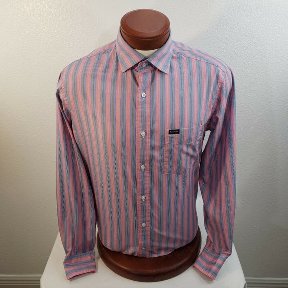 Faconnable Mens Button‎ Blue Pink Plaid Club Shirt - Picture 8 of 10